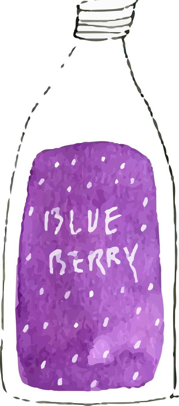原创手绘一瓶蓝莓味的紫色果汁