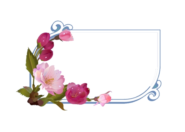 簡(jiǎn)約桃花邊框元素