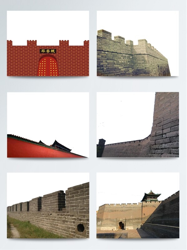 中国古代红色城楼城墙建筑