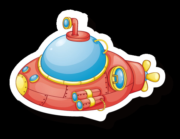 卡通色彩潜水艇元素