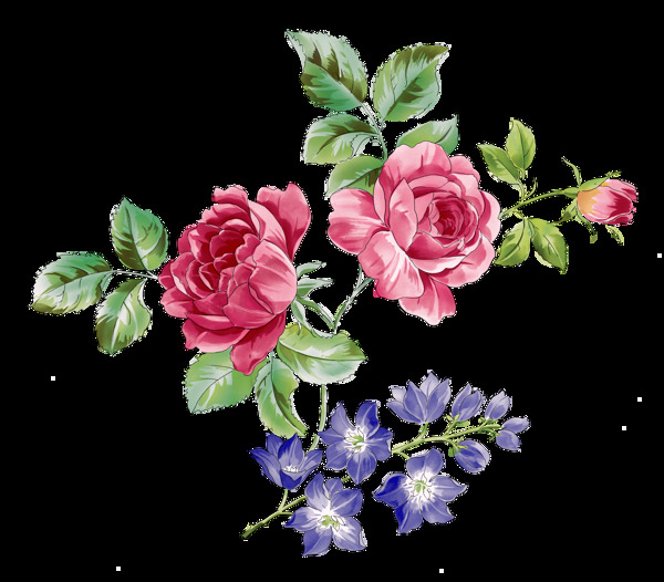 手绘油画花朵元素