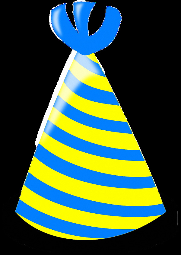 蓝色条纹生日帽免抠png透明素材