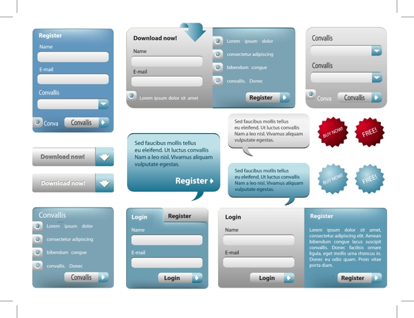 各种各样的网页设计元素矢量素材输入框饰Web2.0