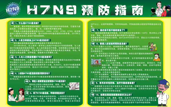 H7N9预防指南宣传栏矢量素材