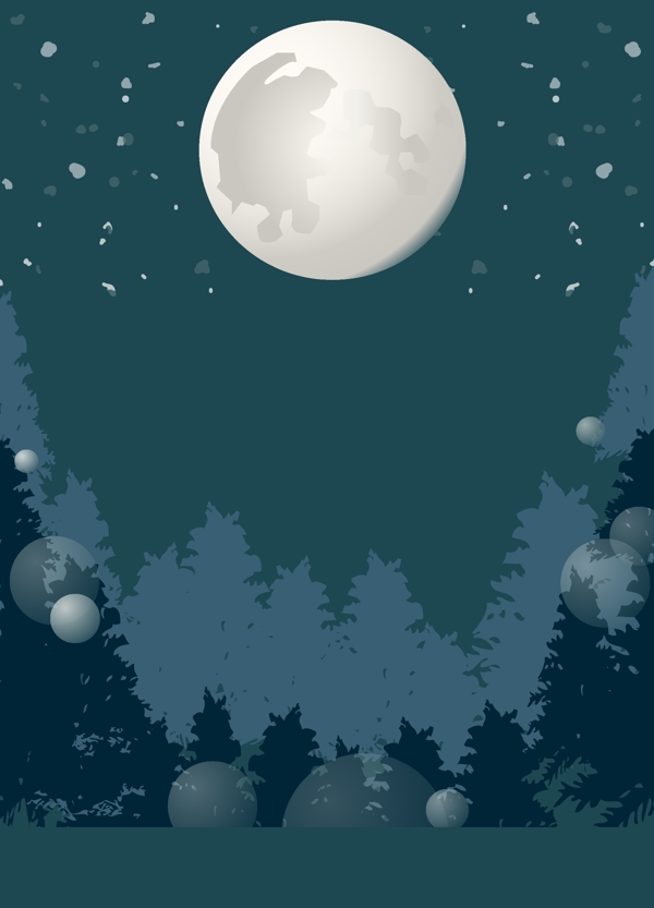 月下的森林海报背景