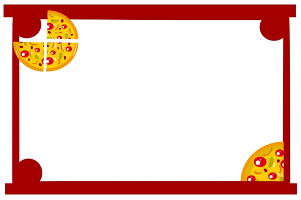 红色的披萨边框插画