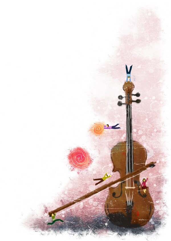 卡通唯美小提琴背景底纹