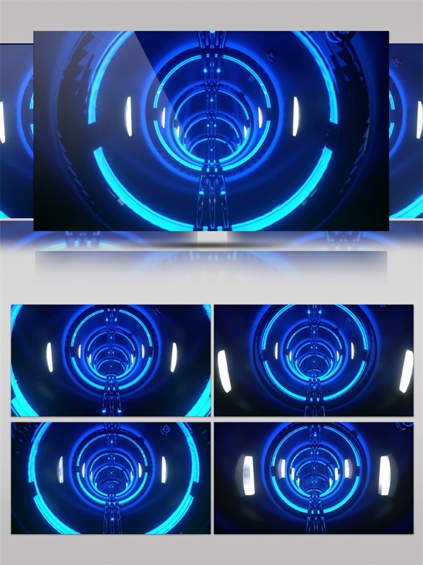 蓝色圆环隧道动态视频素材