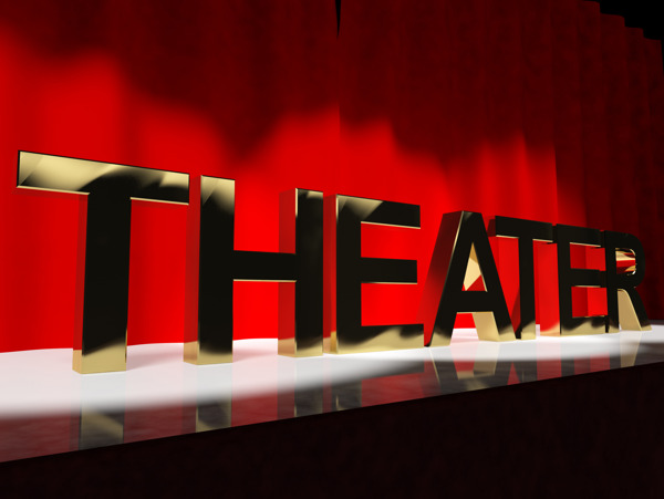 剧院舞台上的字代表百老汇西区和表演