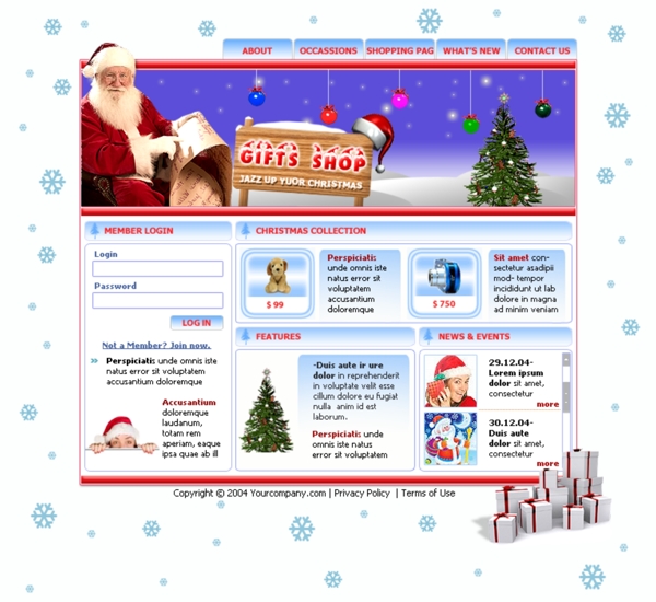 北极圣诞节礼物网页模板