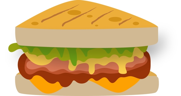手绘诱人汉堡三明治