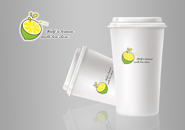 杯贴柠檬卡通logo