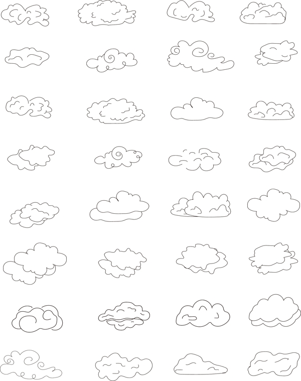云朵线描简笔画卡通儿童画可爱图案