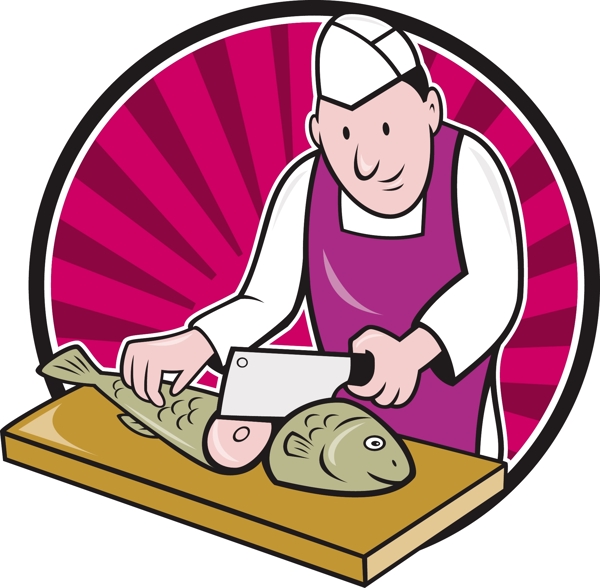 寿司厨师屠夫鱼贩卡通