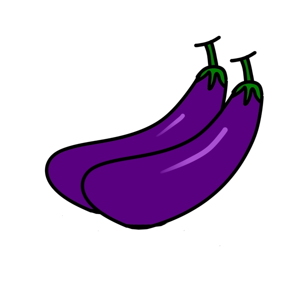 手绘紫色茄子蔬菜瓜类
