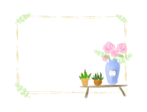 盆栽的春天装饰框