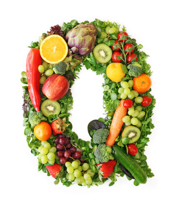 蔬菜水果组成的字母Q