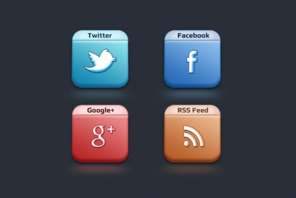 4个简单的现代社会媒体图标集PSD