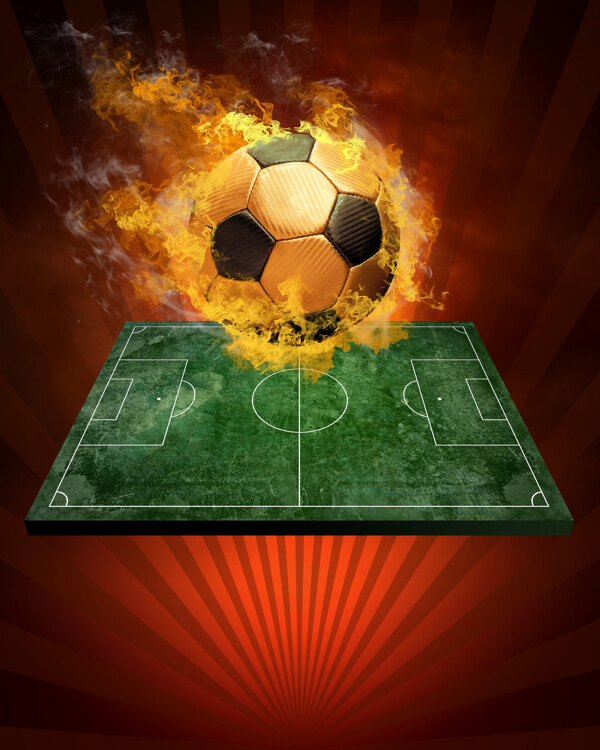火焰足球与球场图片