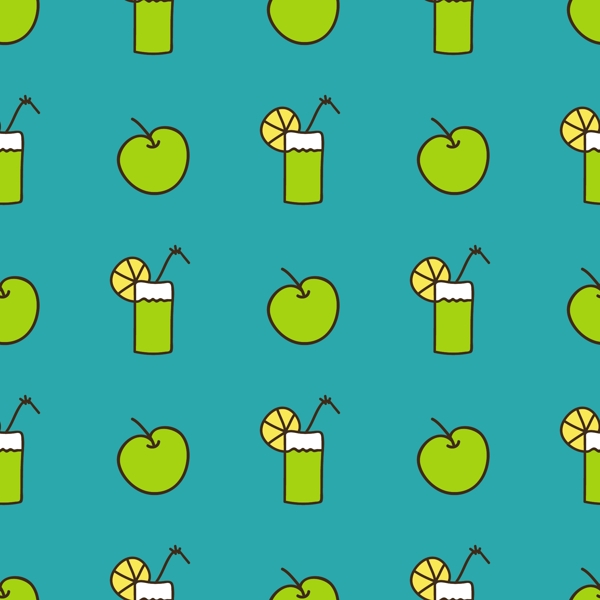 苹果夏日水果冷饮手绘纹理图案矢量