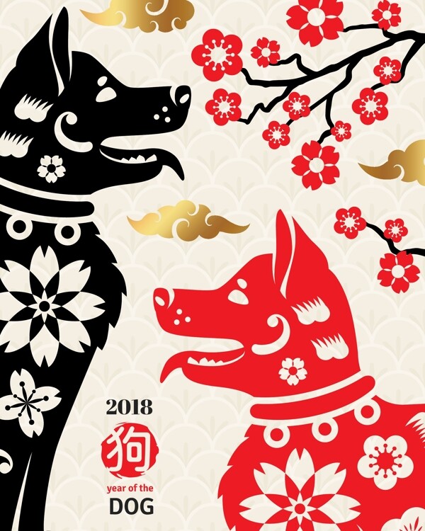 中国传统艺术狗年元素
