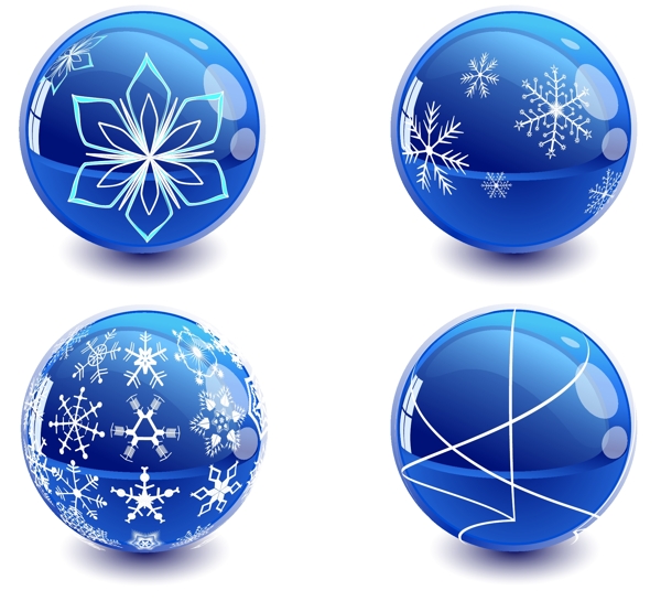 蓝色雪花装饰球体矢量素材