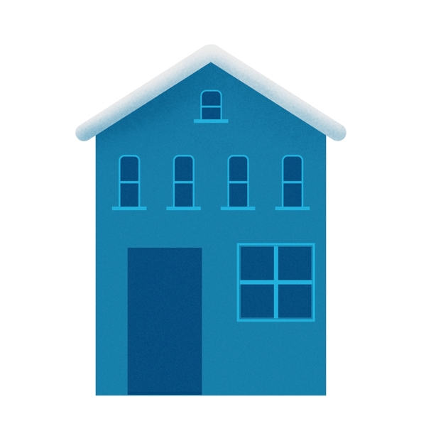 手绘扁平蓝色房屋原创元素