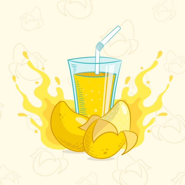手绘芒果汁插图