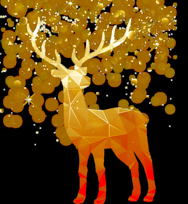 金色圣诞装饰麋鹿元素