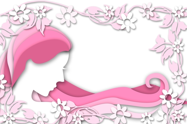 粉色的妇女节剪纸边框