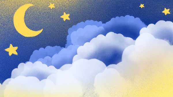 卡通白色云朵月亮banner背景素材