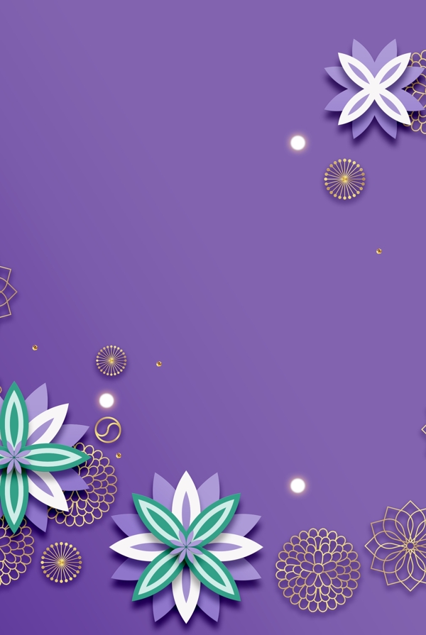 简约2019紫色花朵背景素材