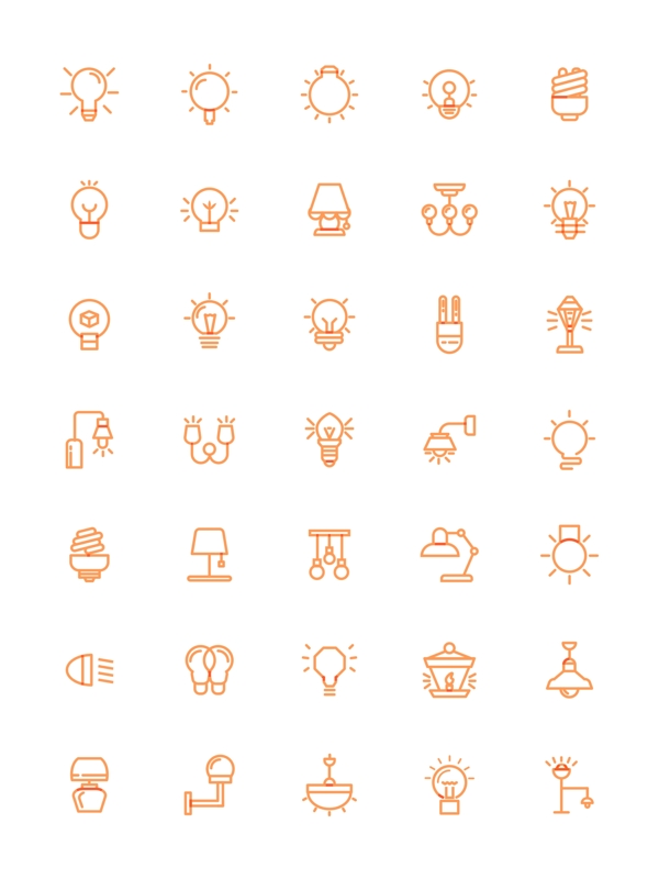 灯泡icon线性描边叠加风格