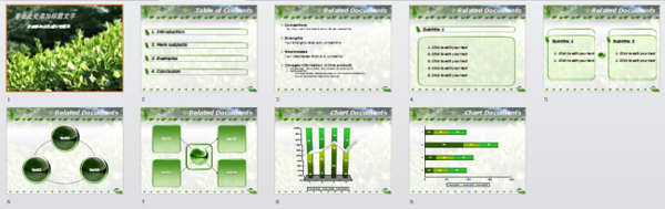 精致漂亮青青绿茶PPT模板