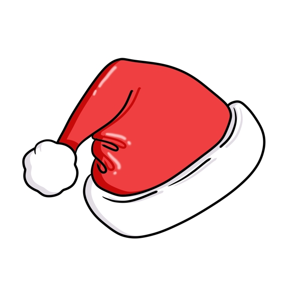 手绘红色圣诞节圣诞帽原创可商用元素
