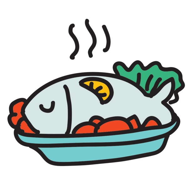 网页UI美食清蒸鱼icon图标
