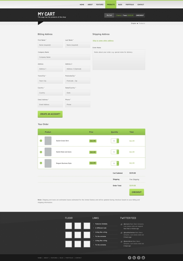 绿色网站网页界面详情页PSD模板