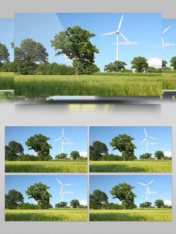 新能源蓝天绿地风车发电