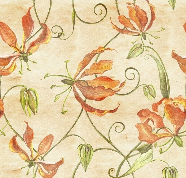 手绘复古花朵背景装饰图
