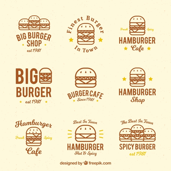 扁平风格汉堡插图标志图标