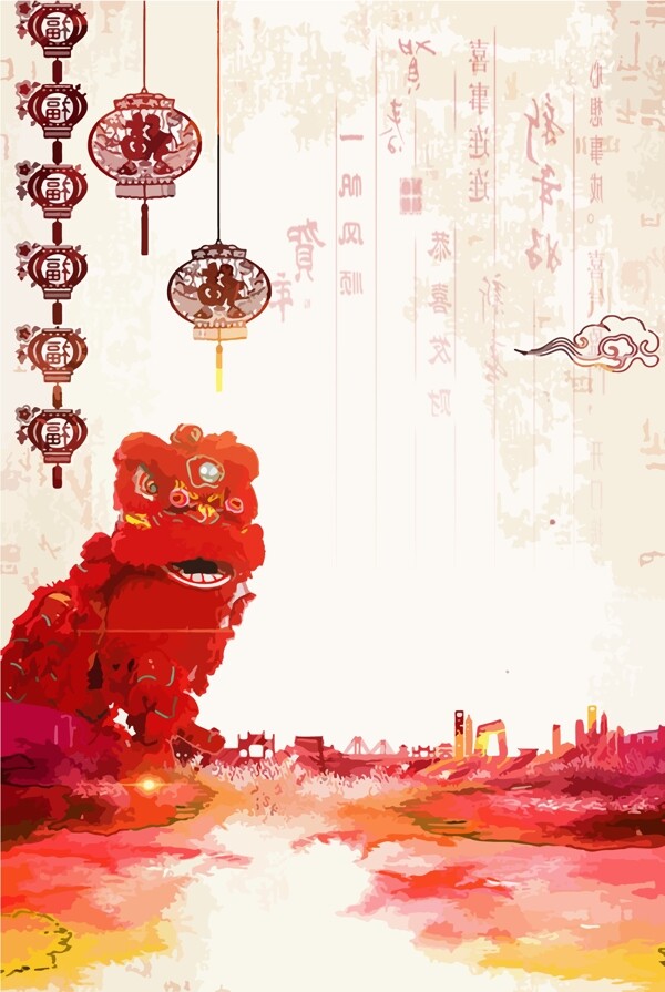 复古传统中国风新春背景