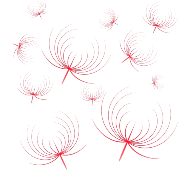 红色花漂浮线体可商用元素