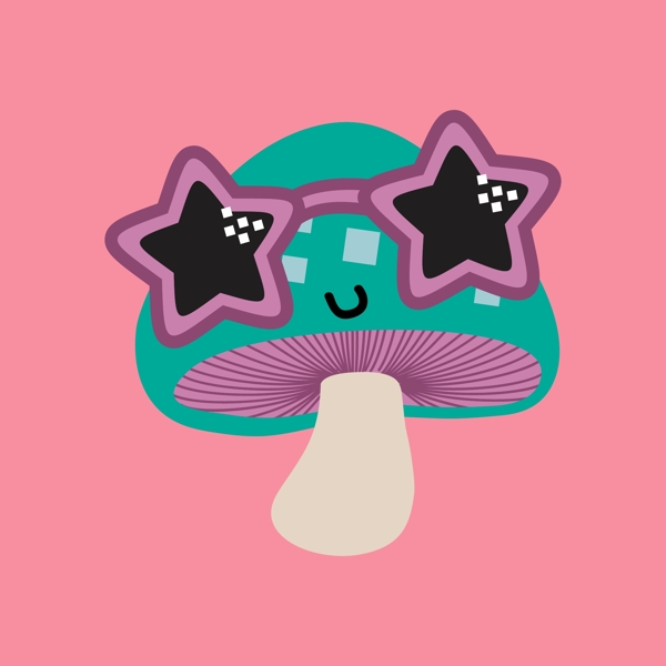 印花矢量图T恤图案生活元素蘑菇几何免费素材