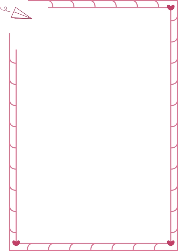 情人节浅紫爱心纸飞机长方形海报边框透明png