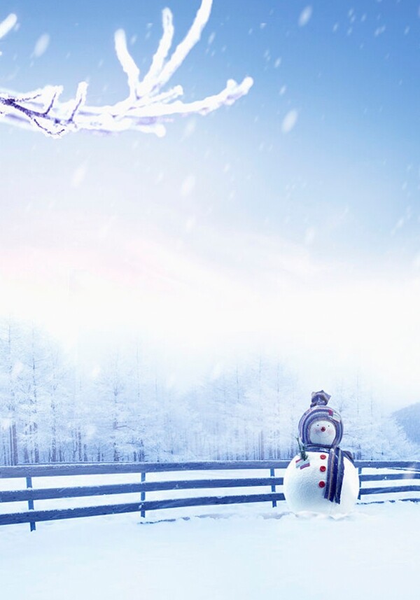中国风大雪节气手绘雪景背景素材