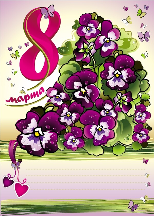 三月八日mapma紫色花朵矢量