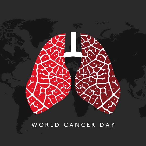 黑色背景的肺世界癌症日