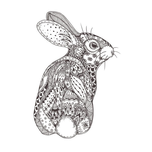 波西米亚风格兔子插画