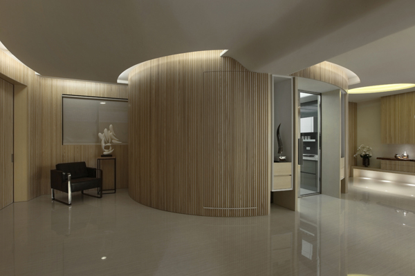 现代大户型客厅浅褐色背景墙室内装修效果图