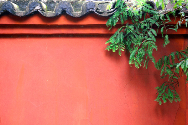 红墙砖瓦寺庙图片